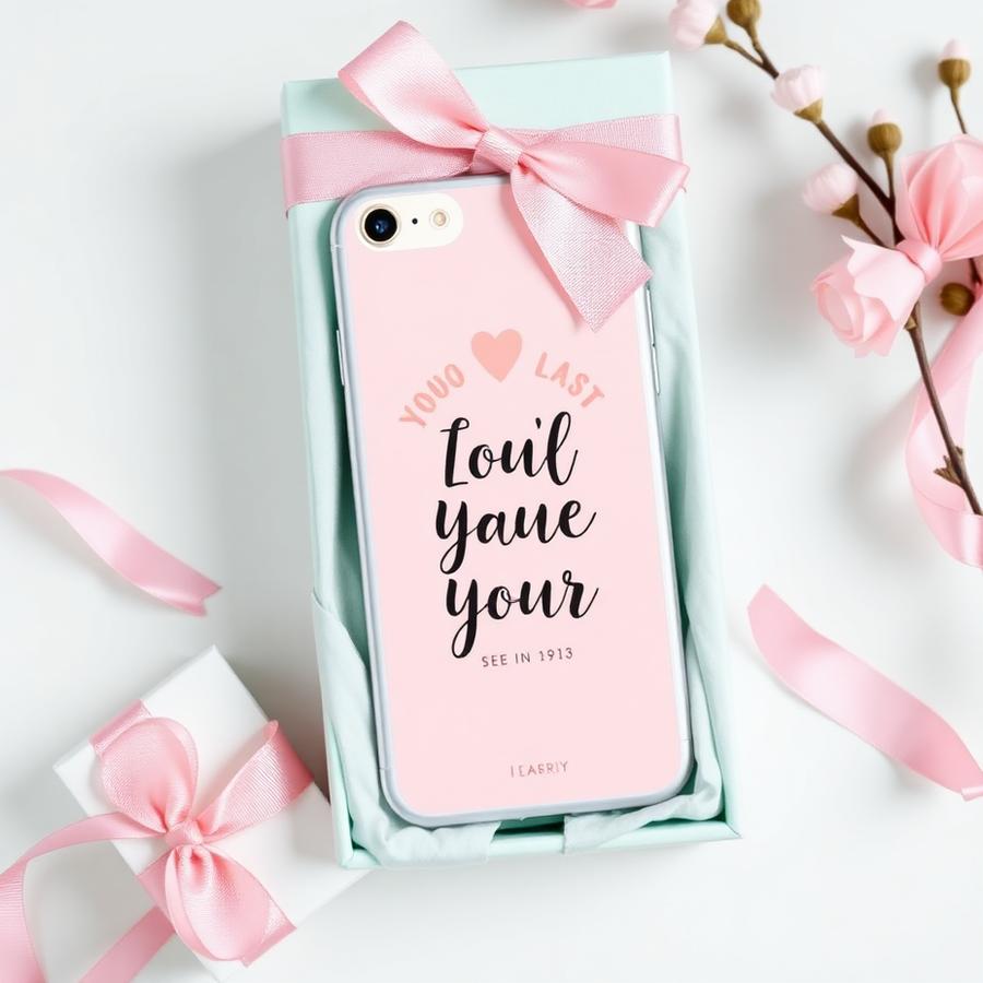 Personalised phone case in gift packaging