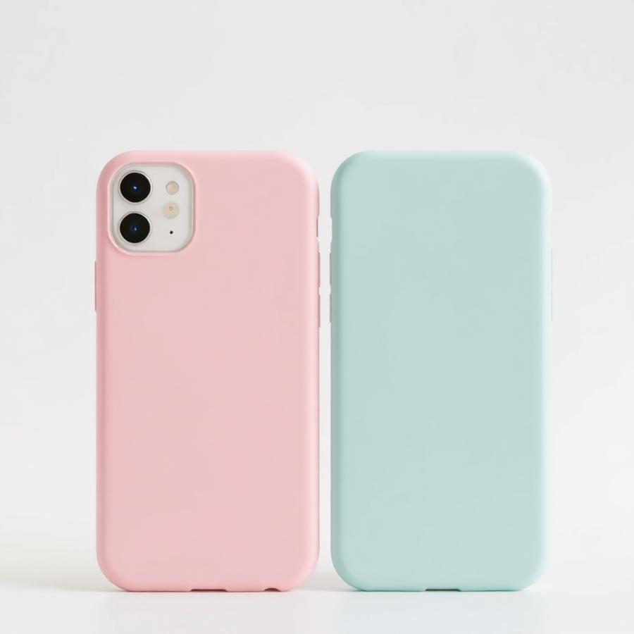 Matching pair of pastel phone cases