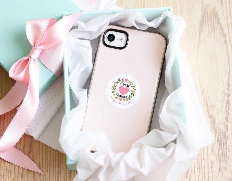 Personalised phone case in gift packaging